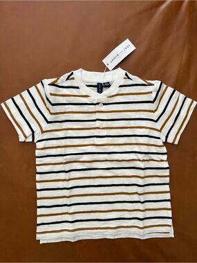 JANIE & JACK Striped Henley Tee, Size 3 - NEW